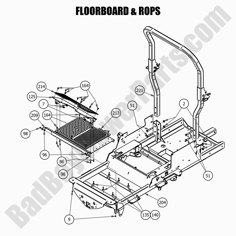 2621 - Bad Boy Mower Parts Lookup > 2021 > Renegade - Gas > Floorboard & ROPS